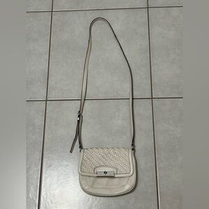 white Coach Kristin woven leather crossbody bag